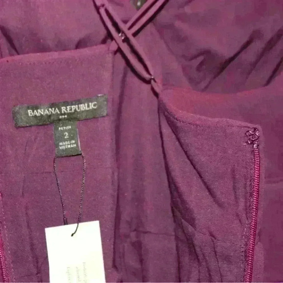 NWT BANANA REPUBLIC Plum Burgundy Pleated Maxi Strappy Formal Dress Women Pt 2 - Picture 9 of 12